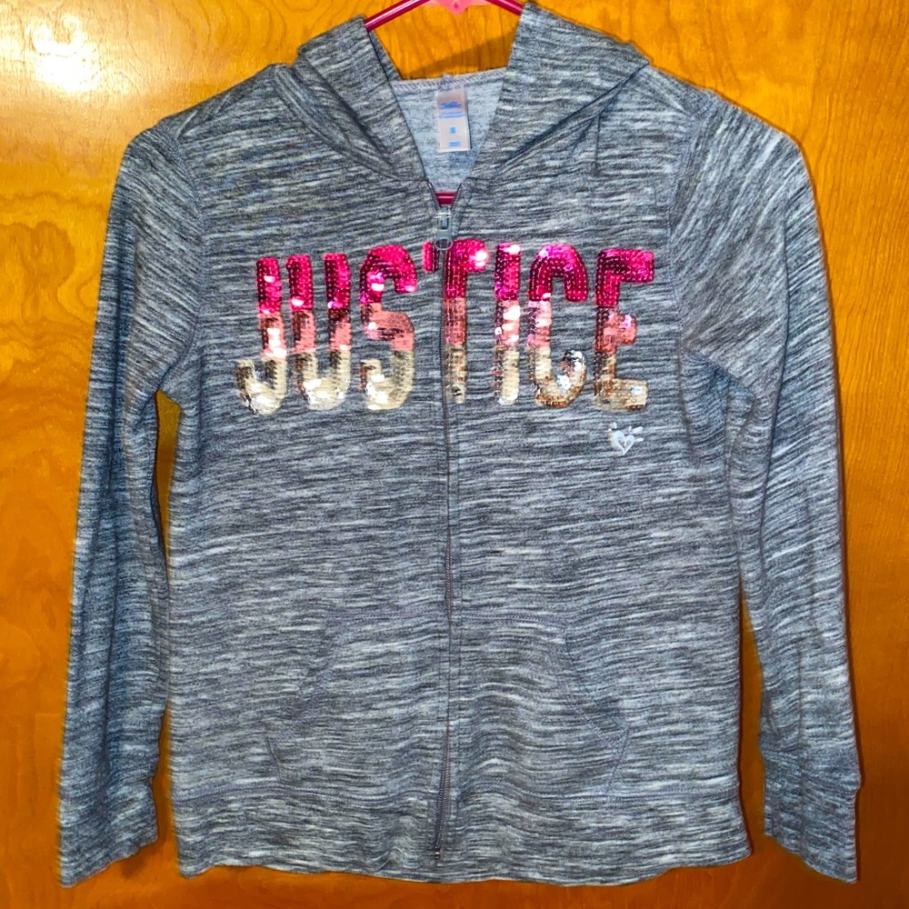 Grey Justice Zip-Up Hoodie
